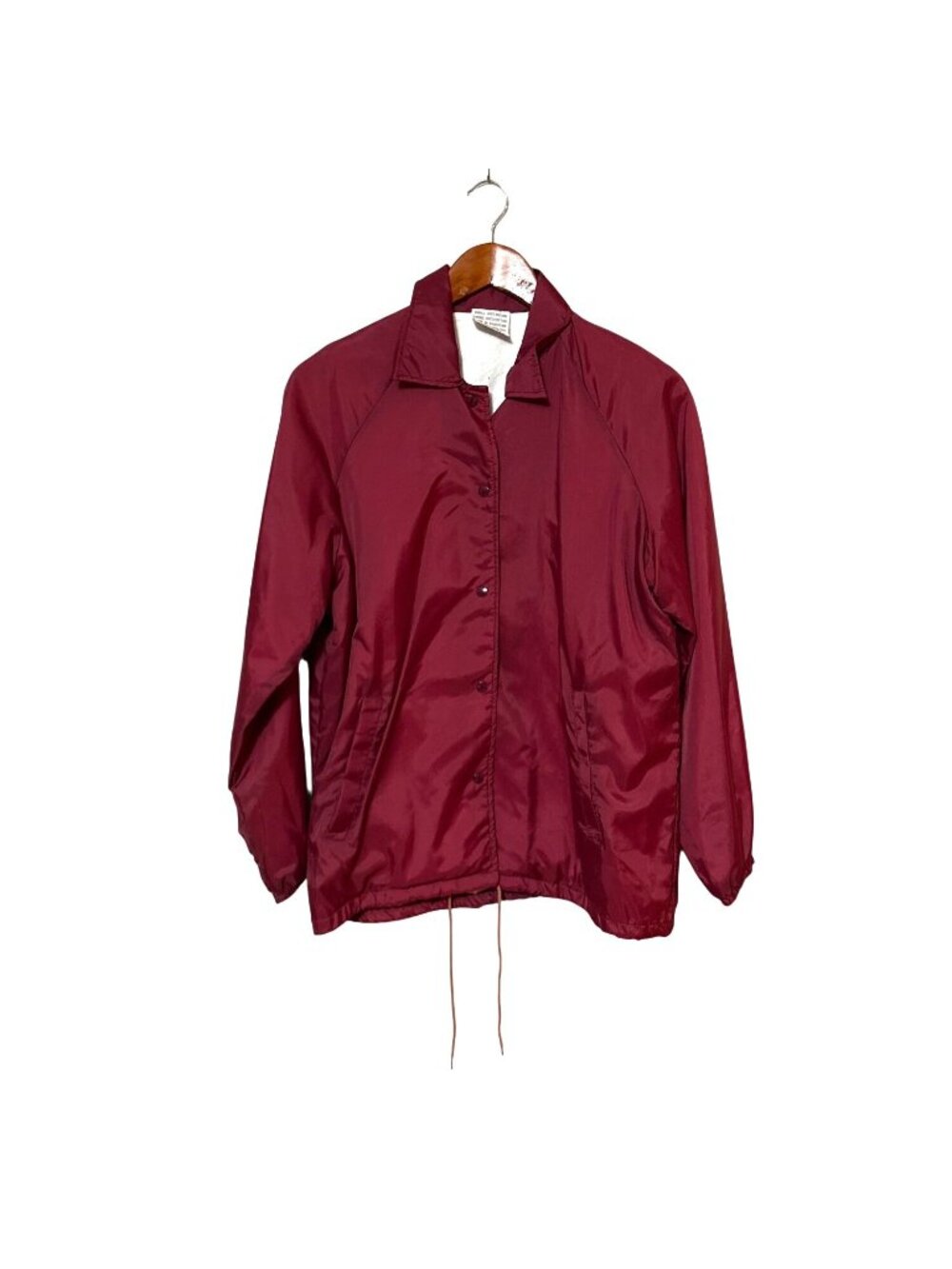 Vintage Sears Burgundy Coach Jacket L 100% Nylon Shell & Cotton Lining
